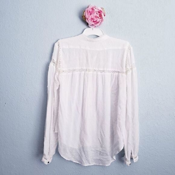 Free People Everyday Every Girl White Swiss Dot Button Down Top - Picture 7 of 8